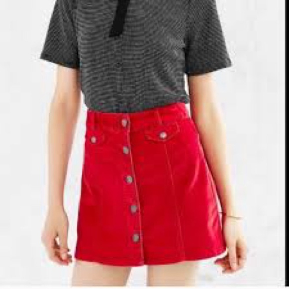 BDG urban outfitters red corduroy mini skirt women’s size 4 casual punk party